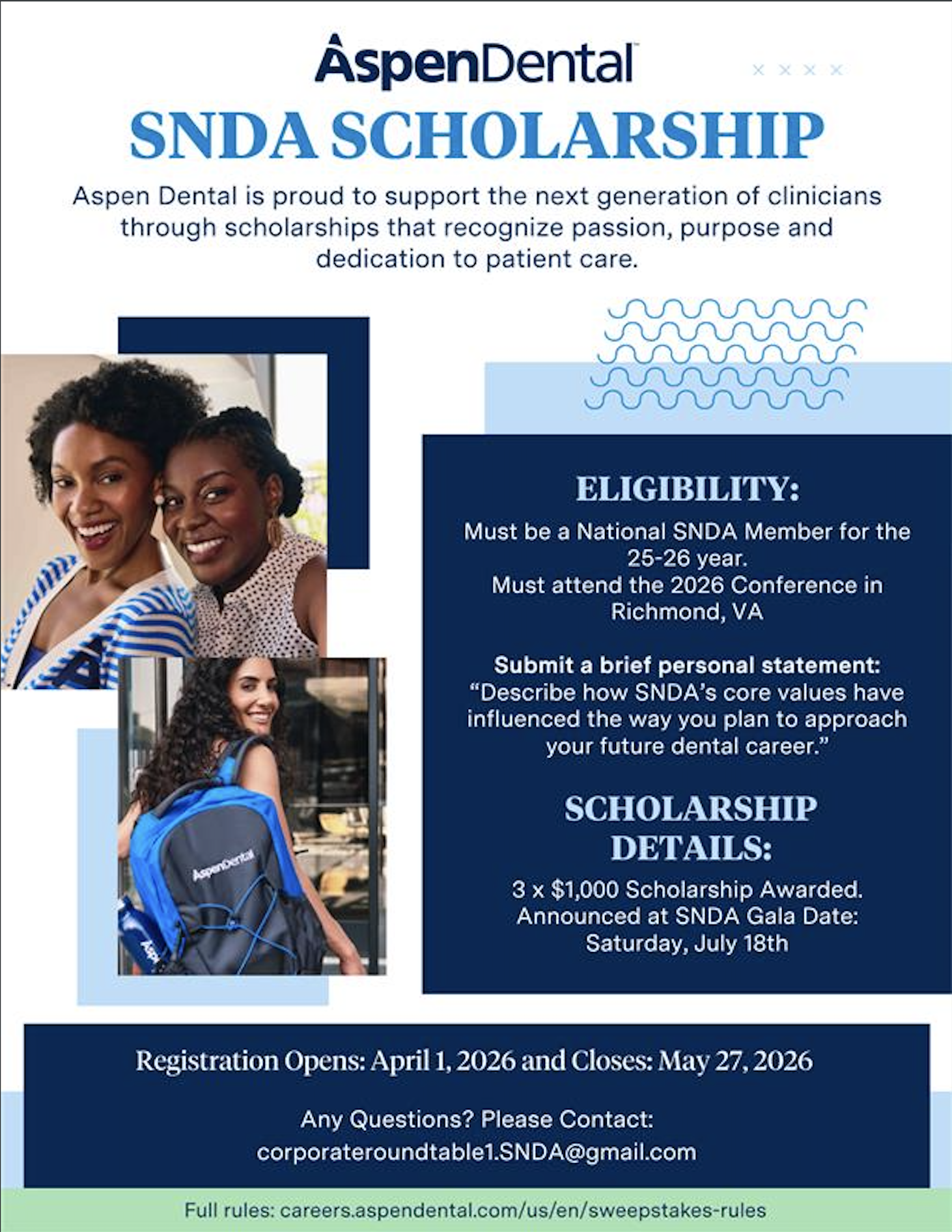Aspen Dental SNDA Scholarship flyer